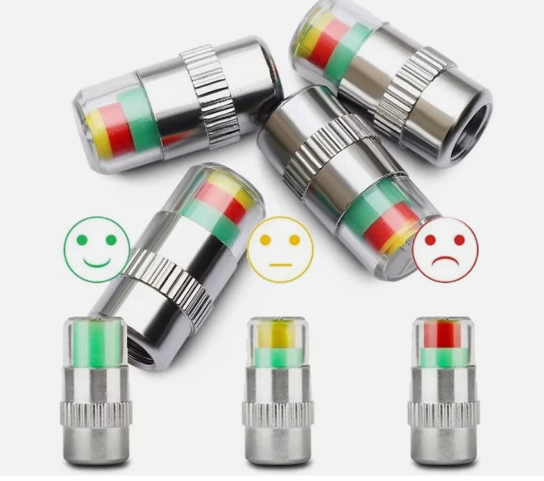 4Pcs 2.4 Bar Car Tire Pressure Guage Cap Sensor Indicator Alert Monitoring Tool