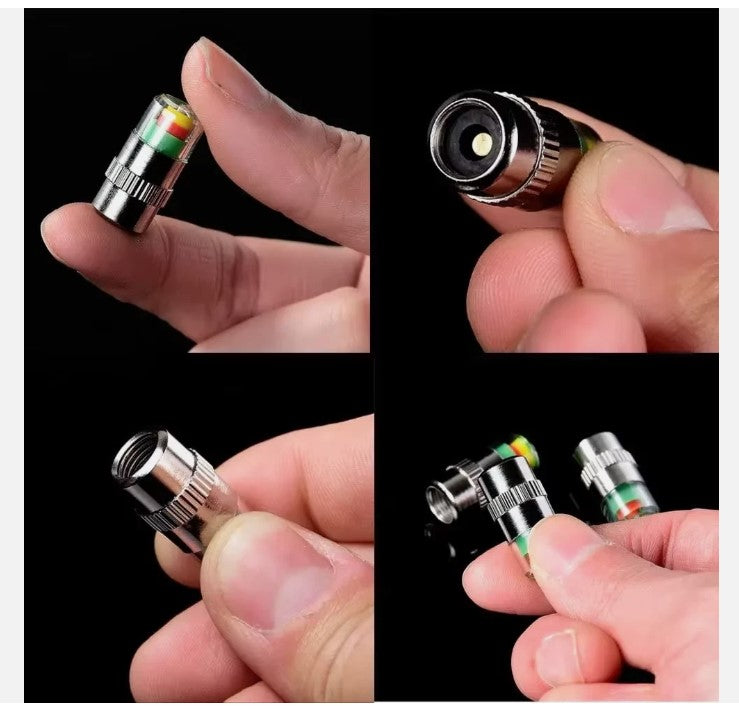 4Pcs 2.4 Bar Car Tire Pressure Guage Cap Sensor Indicator Alert Monitoring Tool