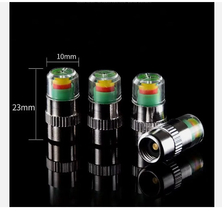 4Pcs 2.4 Bar Car Tire Pressure Guage Cap Sensor Indicator Alert Monitoring Tool