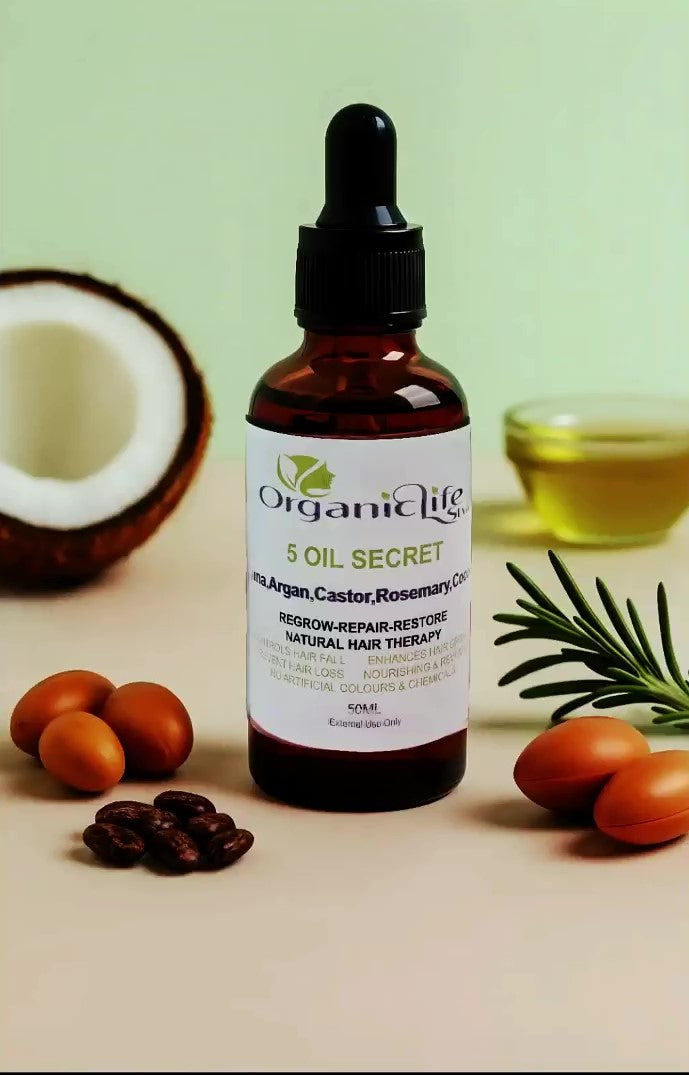 Hair Care & Growth Rosemary Castor Coconut Batana Argan 5 Oil Blend 50ml Nourishing Natural Hair & Scalp Care