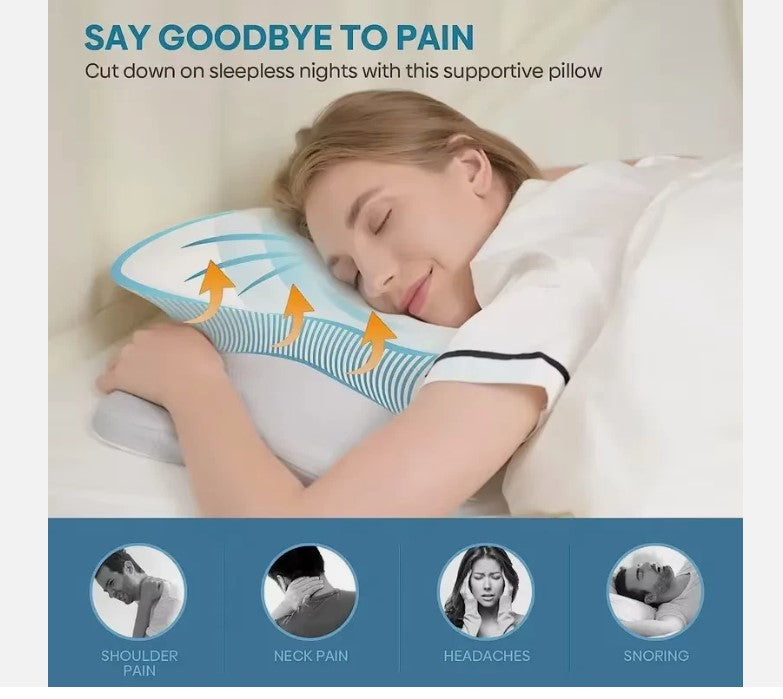 Memory Foam Pillow Cervical Pillow Neck Pain Relief Contour Ergonomic Orthopedic Neck Support for Side Back Stomach Sleeper Gift